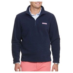 Vineyard Vines Navy Fleece Long Sleeve 1/4 Zip Pullover Mens L 1O0002 58355